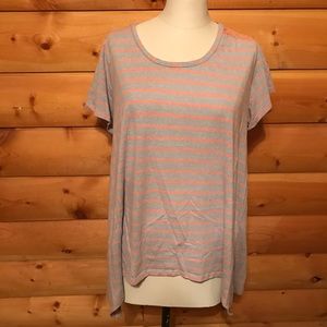 🛍 French Laundry hi/low stripes lace-back top